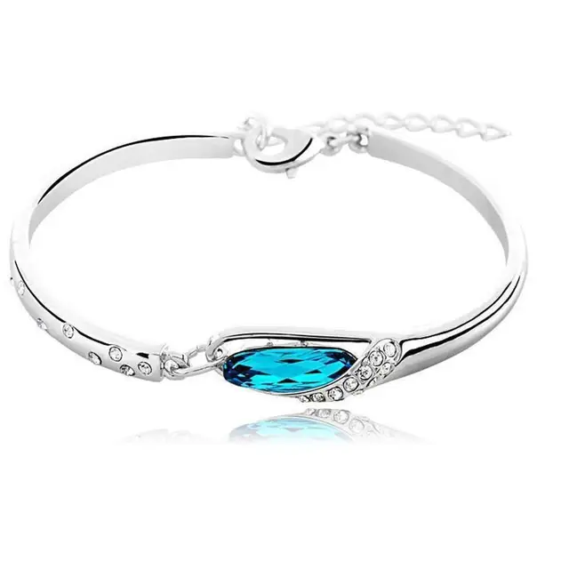 Trendy Water Drop Bracelet Teardrop Crystal Bangle Bracelet Silver