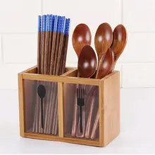Eco-Friendly Bamboo Utensil Holder Divider Crock Chopsticks Organizer Caddy for Kitchen Spatula Tongs Cutlery Fork Spoon