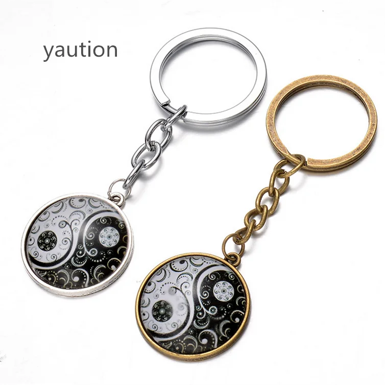 Mew Glass Pendant Keychain Jewelry Wholesaleyinyang Skulls Wicca