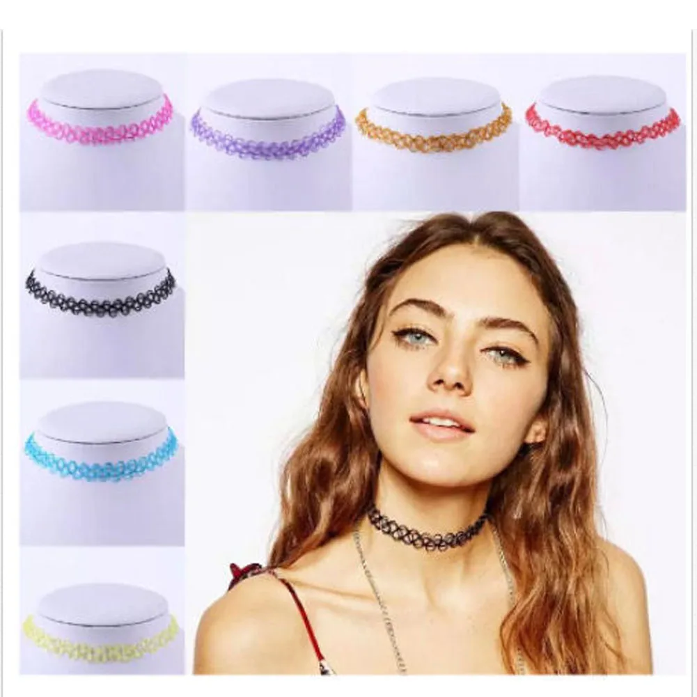 12Pcs Vintage Stretch Choker Necklace Lady Girl Tattoo Choker Necklace