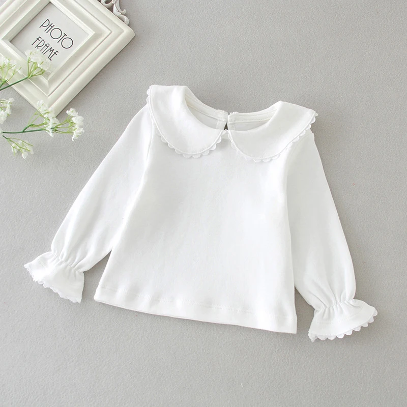 

Newborn Baby Christening Shirts Long Sleeve Ruffle Collar Baptism Clothes A015 Children White Blouse Girl's Christening Clothes