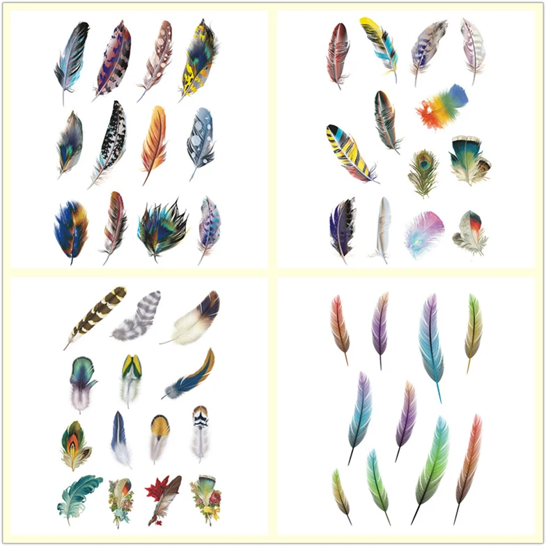 

Car Stickers Colorful Feathers Graffitie Creative Decals For Laptop Tabl Reflective PVC Auto Tuning Styling 28x19cm D16