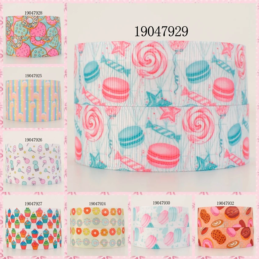 

10yards -different sizes -cake ice cream pattern ribbon printed Grosgrain ribbon 19047924