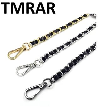 

2019 Fashion Simple Chains Gold Black Colors of Metal handbag strap with PU chic bag necessary women shoulder bag belts qn158