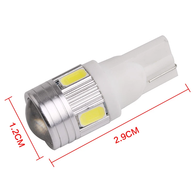 2x 2018 New update 4 colors T10 LED Auto Car Light Bulb 5730 SMD 6 LED W5W 12V Interior Parking Projector Lens Free Shipping