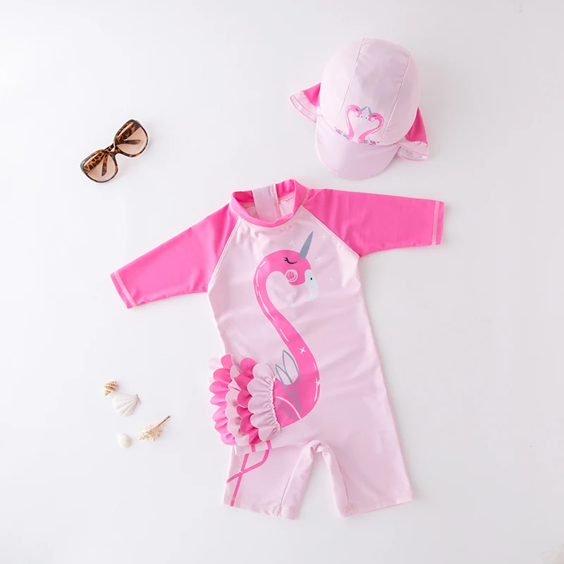 Купальник для девочки г. Летний милый мультяшный Фламинго купальный костюм детский купальник цельная детская пляжная одежда для девочек от 1 до 6 лет