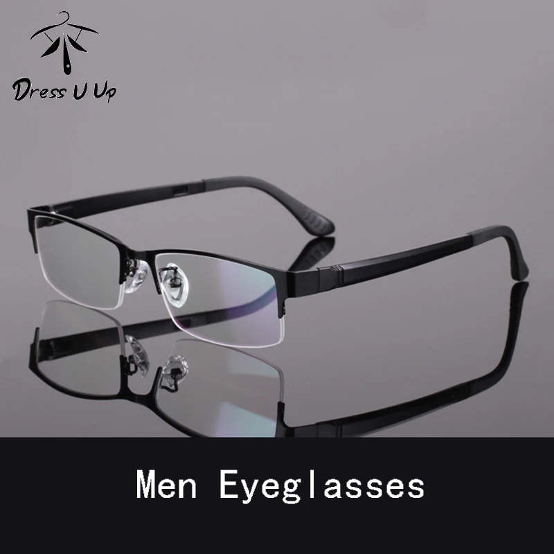 DRESSUUP высокое качество сплав полу-Rimeless очки прозрачные, оправа для мужчин мужские дизайнерские очки Oculos De Sol
