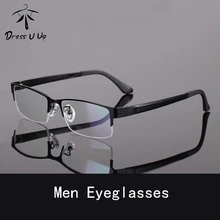 DRESSUUP высокое качество сплав полу-Rimeless очки прозрачные, оправа для мужчин мужские дизайнерские очки Oculos De Sol