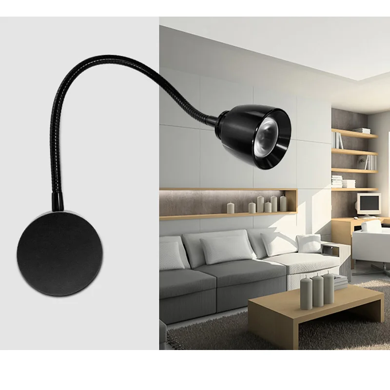 Free Shipping!LED Bedside Lamp Reading Wall Lamps 3W Plumbing Trap Background 1W leds Mirror Light With Switch Adjustable