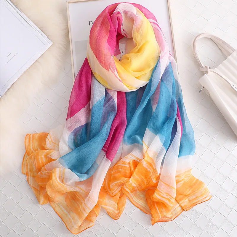 Hot 2019 Summer Scarf Women Fashion Ombre Silk Chiffon Scarves Lady Pashmina Shawls and Wraps Designer Brand Hijab Foulard Snood |