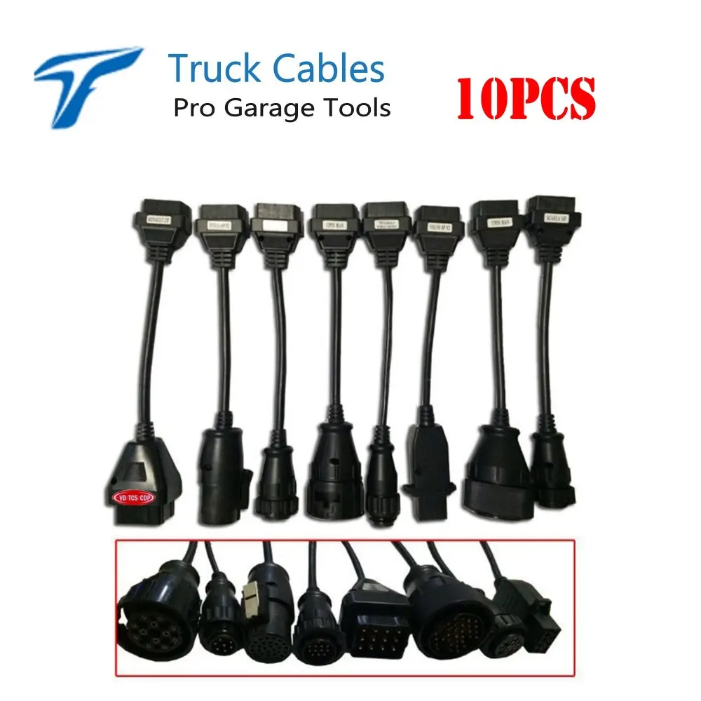 

10set/lot 8pcs Full Set Truck Cables cable for multidiag pro and wow snooper cdp and vd tcd cdp pro MVD CDP PRO