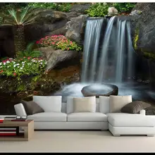 Высокое качество Горячая пользовательские 3d обои водопад вода генеративный фон стены сад скалы настенные фрески обои комнаты