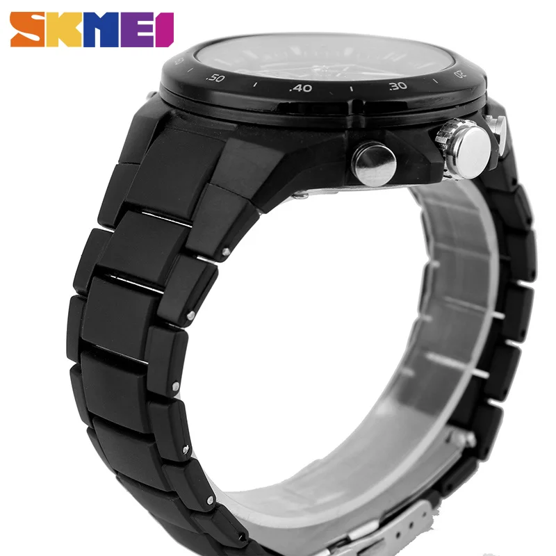 SKMEI Relogio Masculino мужские спортивные часы Модные 2 раза Chrono кварцевые часы мужские s водонепроницаемые часы с двойным дисплеем