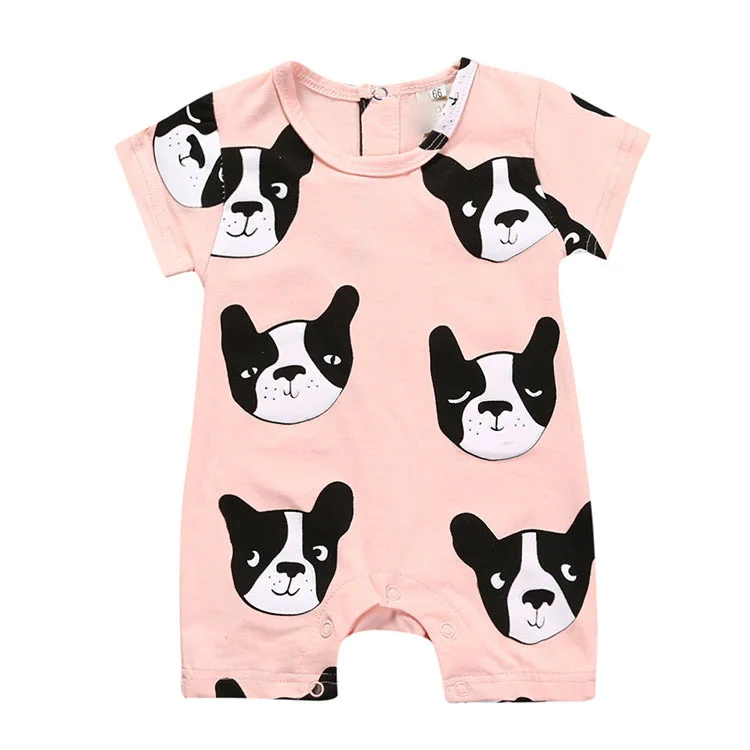 French Bulldog Summer Infant Baby Rompers Cotton Short-Sleeved Leotard Romper Children Climbing