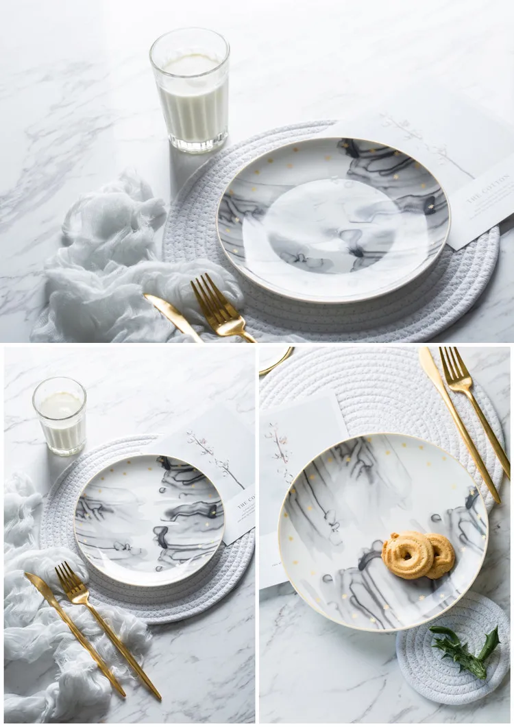 Скандинавские креативные пейзажные картины тарелка керамическая для хранения ювелирных изделий поднос для снэков набор посуды для торта