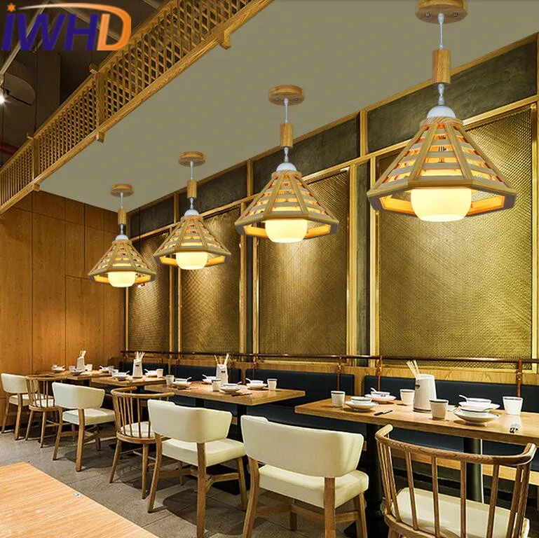 Iwhd Estilo nórdico madera LED Lámparas colgantes creativo lámpara colgante de cristal moderno hogar Iluminación lámparas lampara pasillo iluminacion