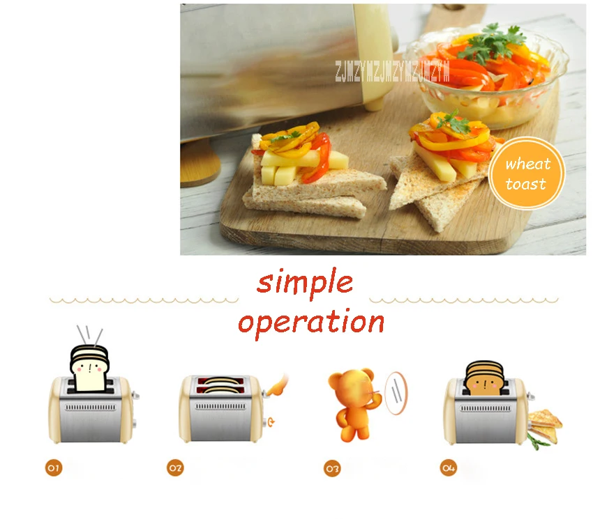 DSL-A02W1 автоматический тостер с анти-Пылезащитный чехол антироссийской Функция бытовые 6-Шестерни мини тостер для завтрака нержавеющая сталь 2 ломтика