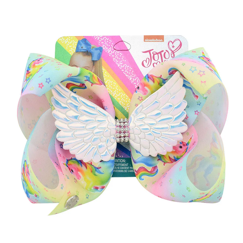 

JOJO siwa Large Hair Bow With Clip Bowknot Handmade Wings Unicorn Grosgrain Ribbonbow Hair Accessories Cheer Bow For Kids Girls