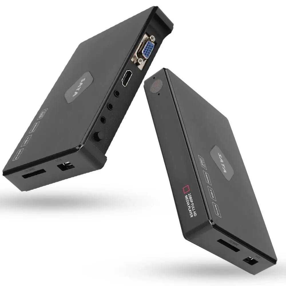 Мини Full HD 1080P 2 5 дюймовый SATA HDD плеер Видео Аудио медиаплеер 80G (100 240 V)