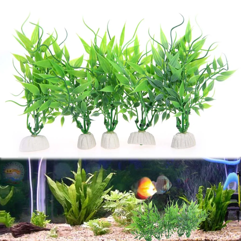 10 шт. искусственные водоросли Зеленые аквариумные растения Украшение для аквариума FG