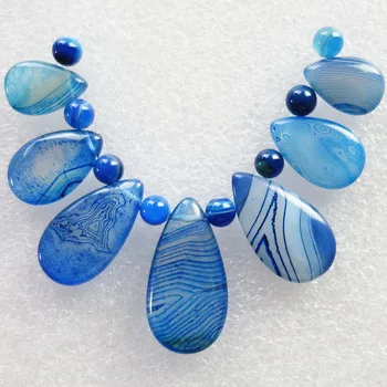 

Free Shipping Interesting 7pcs Blue Onyx Stone Teardrop Pendant Set And 8pcs Onyx Stone Beads 5mm SQ01