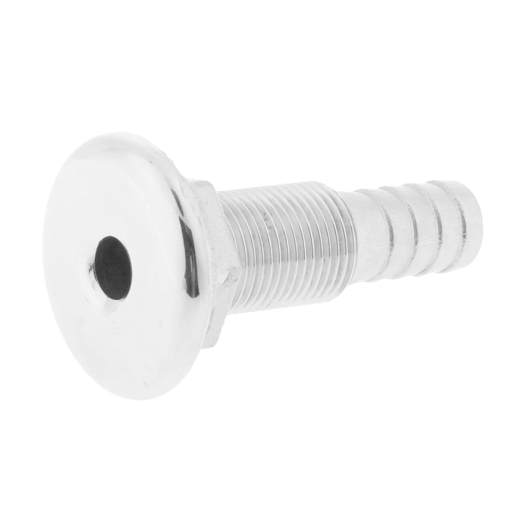  1 Pcs 1/2 Inch Marine-Grade 316 Stainless Steel White Thru-Hull Bilge Pump and Aerator Hose Fitting For Boats Yacht Kayak Etc 