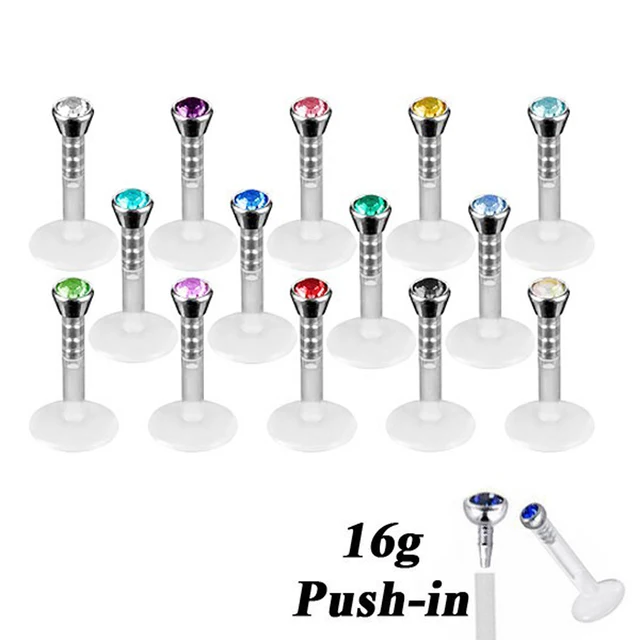 Lot of 14pcs Bioplast Flexible Labret Stud Lip Piercing Ring 16g Ear Cartilage Tragus Helix Piercing Fashion Girls Jewelry 6