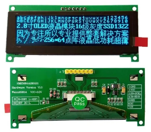 2,8 дюймов 7PIN SPI синий oled-экран модуль SSD1322 Привод IC 256*64