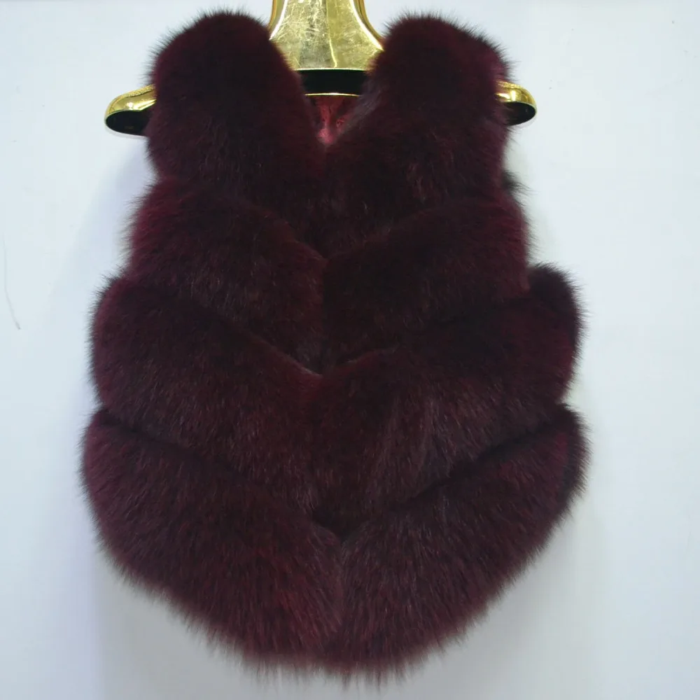 Horizontal kaki Fourrure Pur Mode Gilet Naturel De rouge marron blanc ardoisé Courte Renard En Veste Beige Cuir Femmes bourgogne pHqWSPy