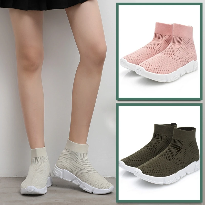 

2019 New Women Flat Sneakers Knit Mesh Women Shoes Woman Ladies Slip On Breathable Casual Shoes Zapatos De Mujer
