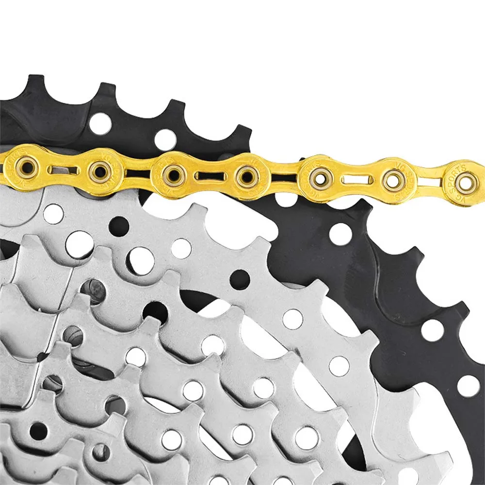 MTB Bicycle Chain 8 9 10 11 Speed Road Bike Full Hollow Chain Mountain Bike Half Hollow Chain Golden Silver Colour VG Sports