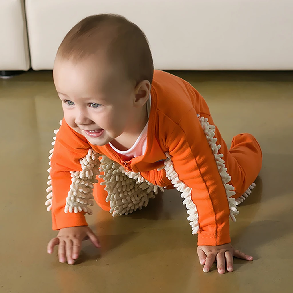 Baby Mop Romper For Boys Girls Clothes Long Sleeve Crawling Jumpsuit Infant Cleaning Mop Suit