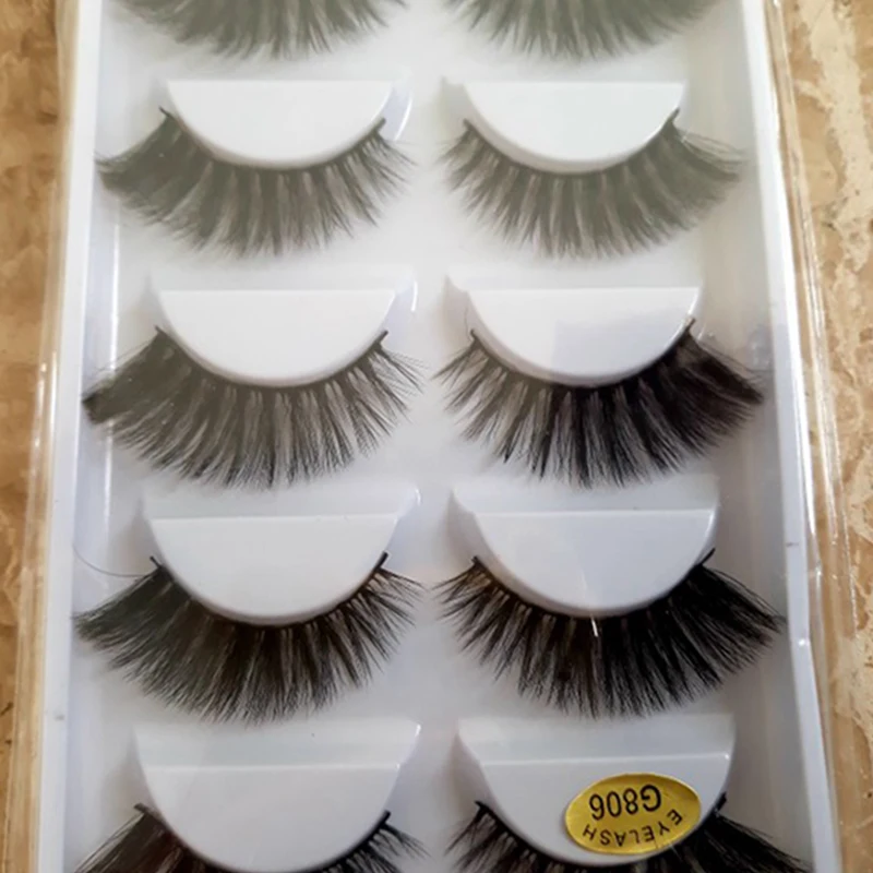 5 Pairs 3D Eyelashes Makeup False Handmade Wispy Fluffy Natural Long Faux Eye Lashes Mink Cilios Maquiagem Make up | Красота и