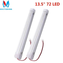 Luminária led branca para interior do carro, 2 peças, 72 leds, para área interna do carro, com ligamento/desligamento caminhão van lorry barco