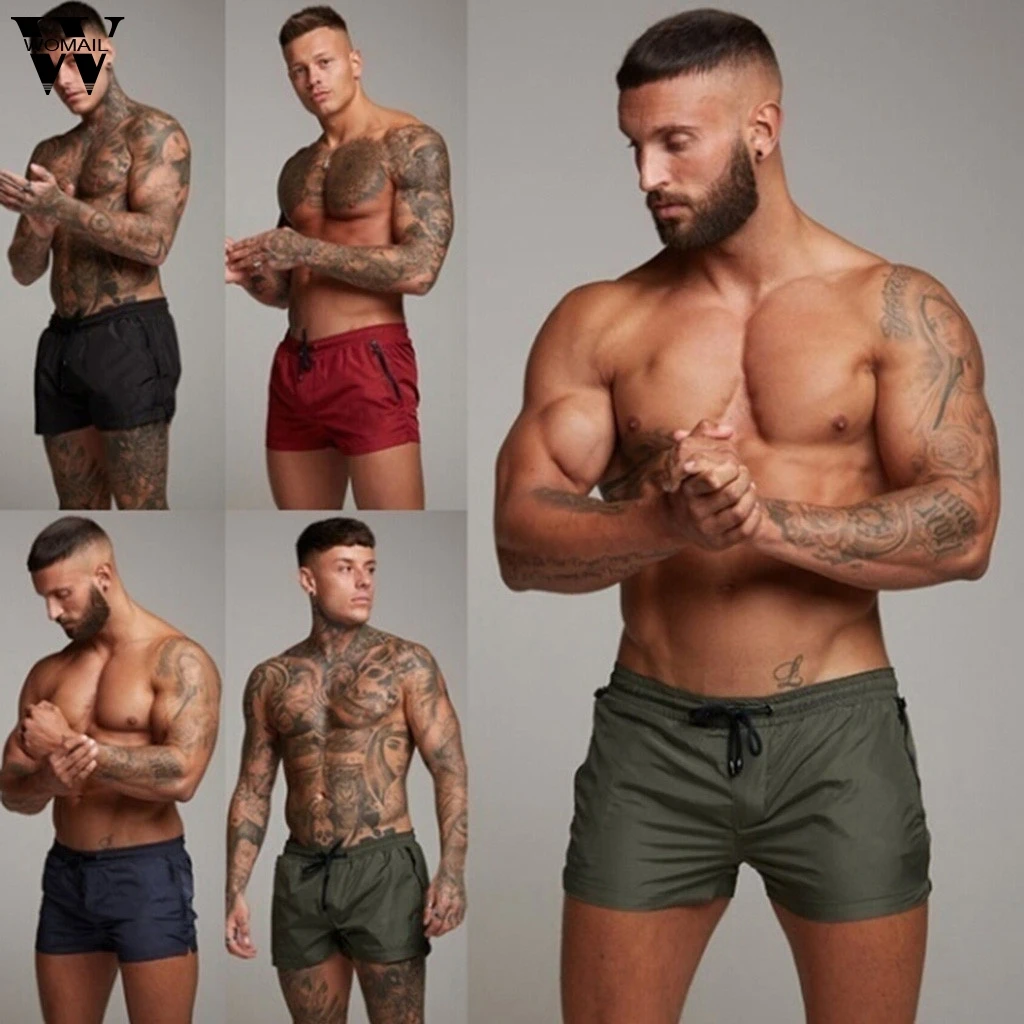 

Womail shorts Men Summer Fashion Zipper Pure Color Beach Work Beach Surfing Running Swimming Short Gift fanshion NEW 2019 m26