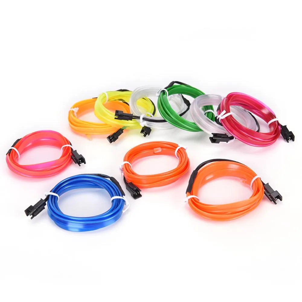 

AutoEC 1x flexible neon light glow el wire 1m 2m 3m 4m 5m rope strip wire flat led strip for car atmosphere lights #LQ313