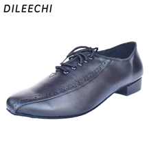 DILEECHI/Современная Мужская танцевальная обувь из натуральной кожи; обувь для латинских танцев; обувь для взрослых из воловьей кожи на квадратном каблуке