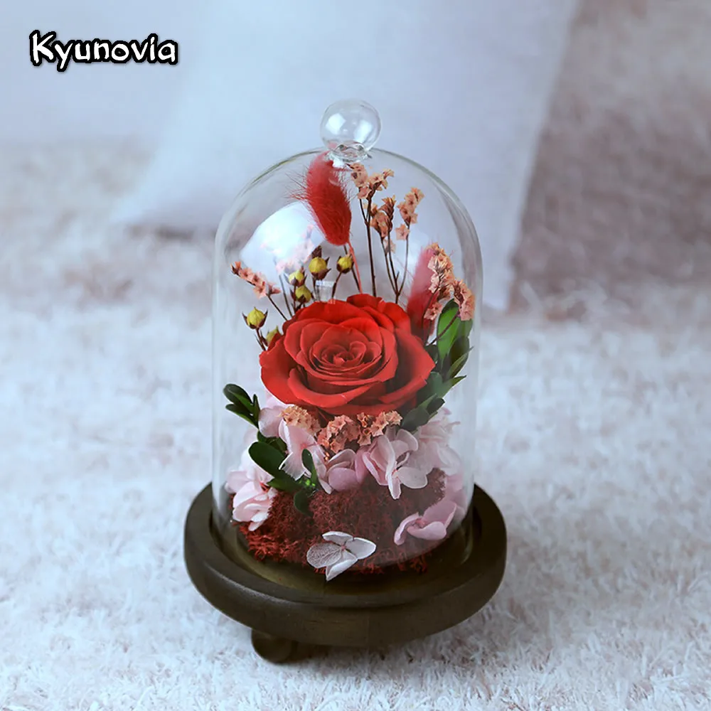 

Kyunovia Valentine's Day Birthday Gift Real Rose Flower Fresh Preserved Roses Home Decoration Creative Gifts Lover KY106