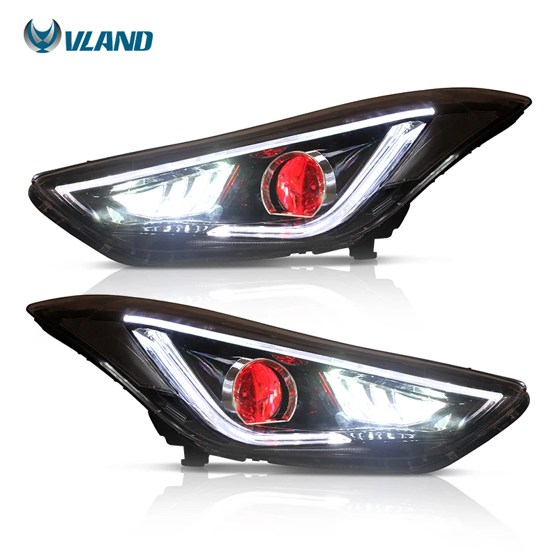 

Vland Factory Car Accessories for Led Head Lamp for Hyundai Elantra 2012-2015 with Demon Eye Head Light