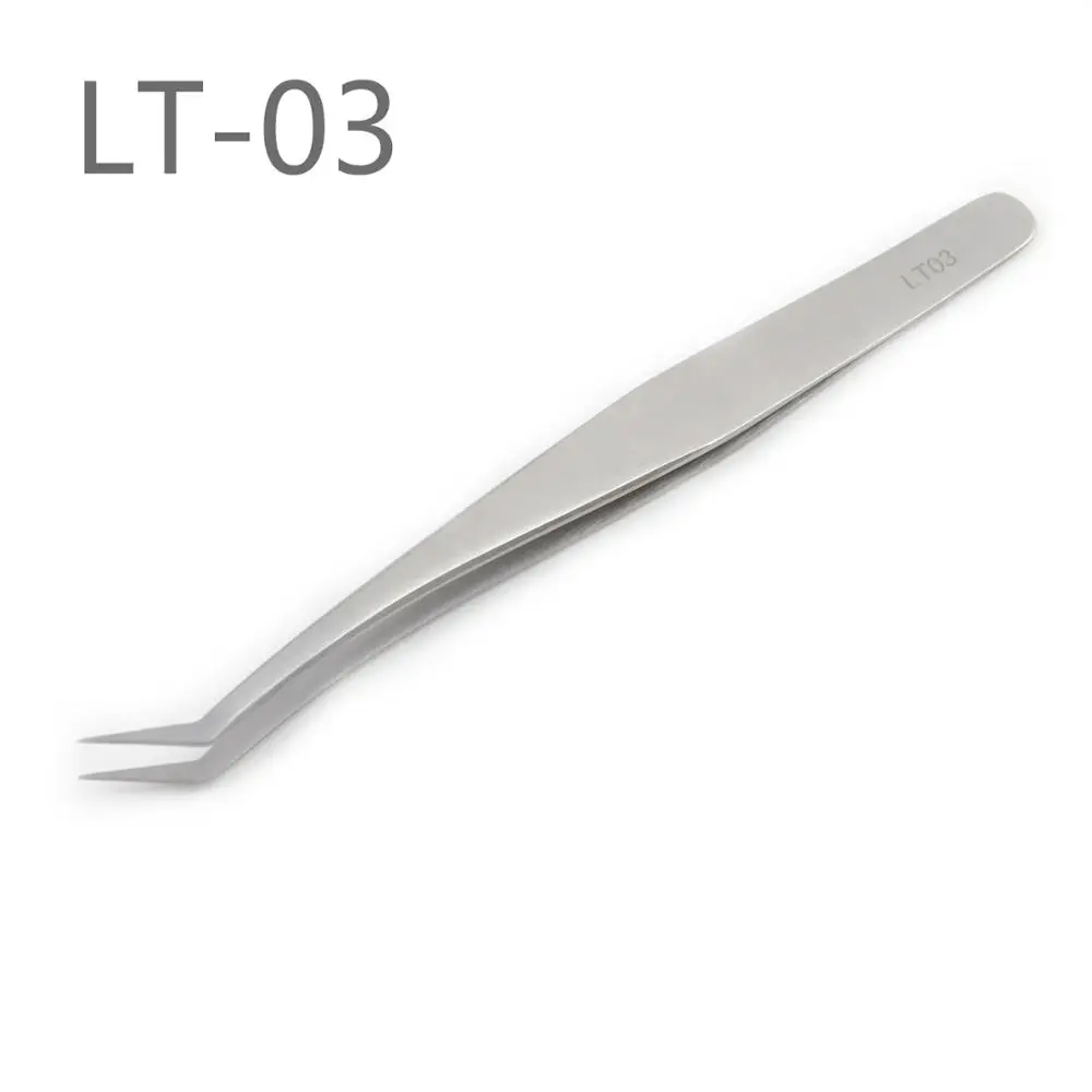 Tweezers Curved Straight Stainless LT Steel Tweezers Eyelash Extension Makeup Tools Nails Decor Professional Eyelash Tweezer - Цвет: LT-03