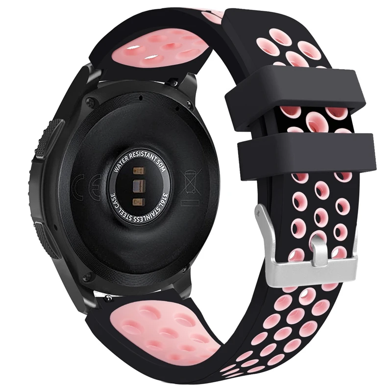 LPWHH Red Silicone Watchband For Samsung Galaxy 46mm SM-R800 Watch Breathable Double-color Silicone Strap Soft Comfortable Belt
