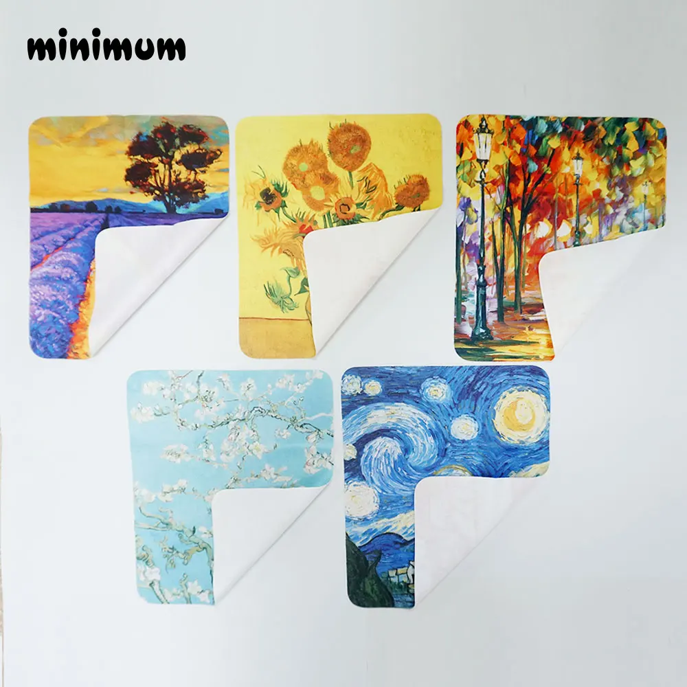 15pcs Retro oil painting Glasses Cloth Microfiber Clean Lens Dust Wiper Camera Screen Cleaner Soft Suede Deer skin flannelette (11)