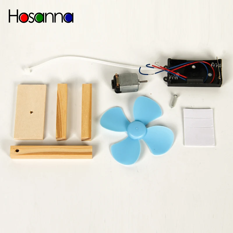 Best  Kids STEM Science Toys Mini Electric Fan DIY Model Kit Wooden Primary Students Learning Physics Edu