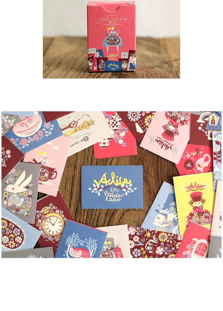 48 листов/упаковка мультфильм творческий стикер Алиса в стране чудес серии Tab скрапбук для DIY H0092