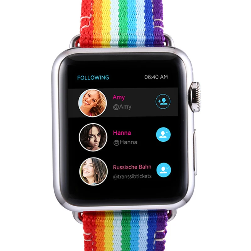 Радужный кожаный нейлоновый ремешок для Apple Watch 38 мм 40 42 44 браслет из нейлона iWatch