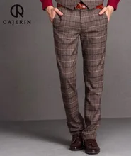 Pre Sale Men Formal Suit Pants Plaid Furry Warm Retro Spring Autumn Winter Super Slim Young Man Christmas Suits Long Pant