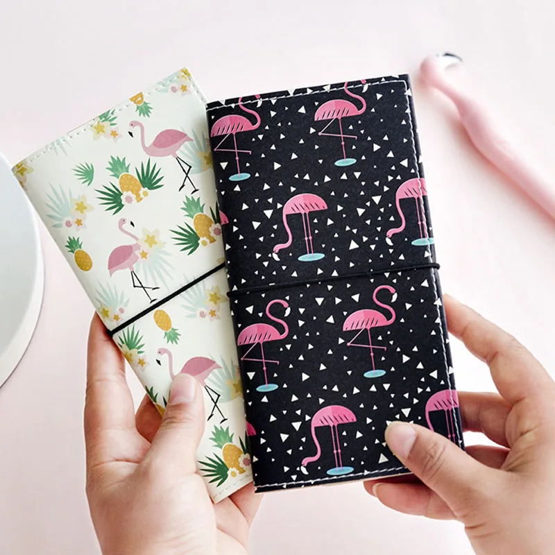 

New Creative Flamingos PU Leather Cover Planner Notebook Diary Notepad Bullet Journal For Kids Gift Kawaii Korean Stationery