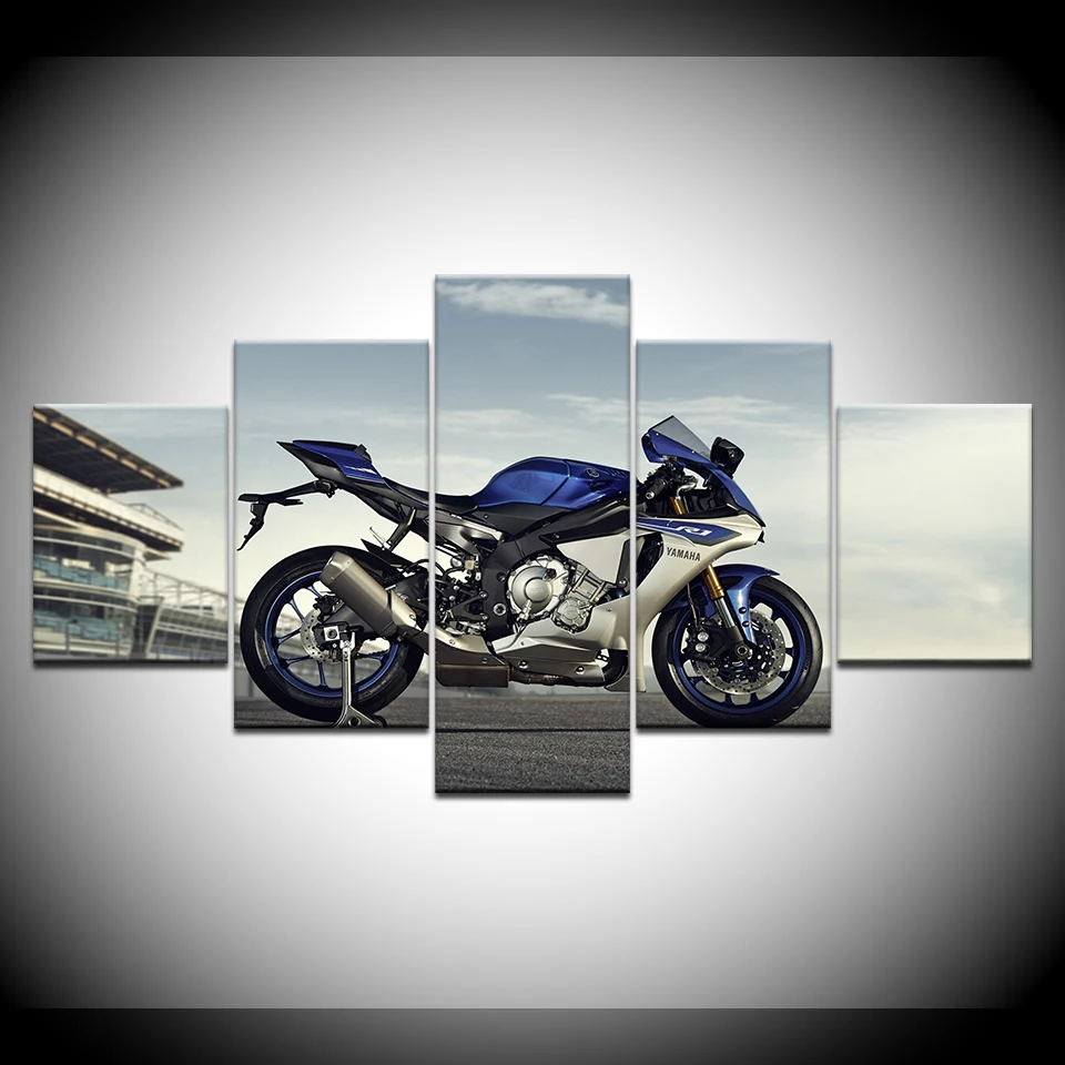 

R1M Motorcycle 5 Piece HD Wallpapers Art Canvas Print modern Poster Modular art painting for Living Room Home Decor