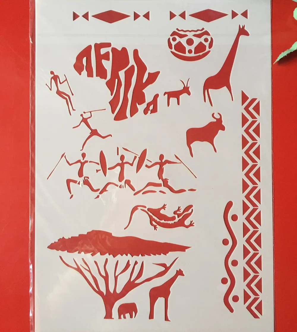 

Hot A4 Wild Africa DIY Layering Stencils Wall Painting Scrapbook Coloring Embossing Album Decorative Paper Card Template
