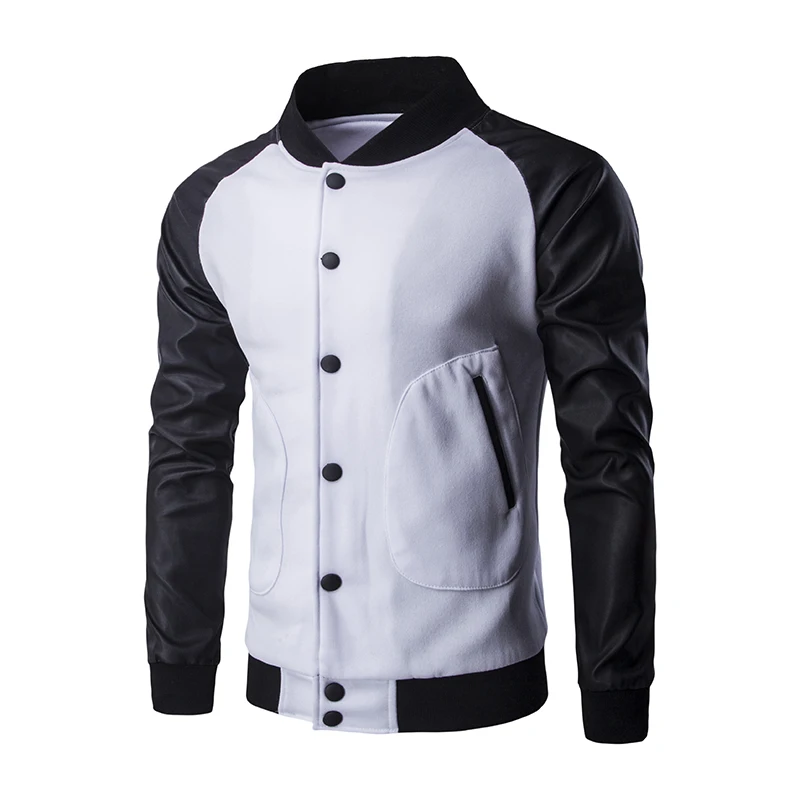 

Men's new autumn winter jackets with personalized buttons leather sleeves large pockets zip sleeves and sleeveless jackets M-XXL
